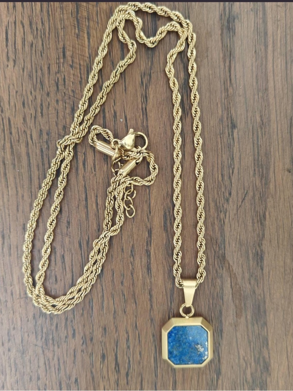 Lapis Lazuli Pendant Gold Chain Necklace